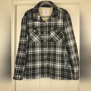 Sage Shacket Womens XL Flannel Plaid Super Plush Sherpa Lined Fleece cabincore